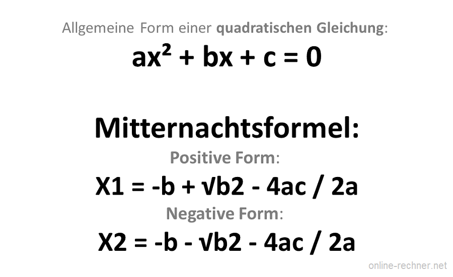Midnight formula - abc formula - Calculation and examples